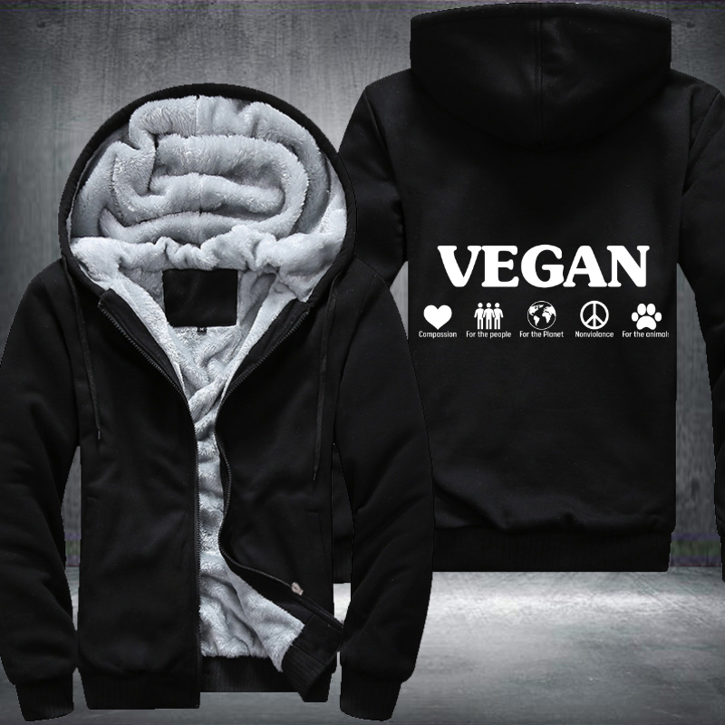 Vegan Design Fleece Hoodies Jacket