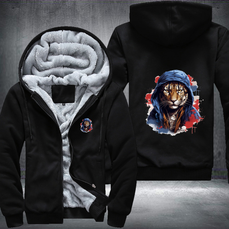 Animal Hiphop Graphic Tiger Fleece Hoodies Jacket