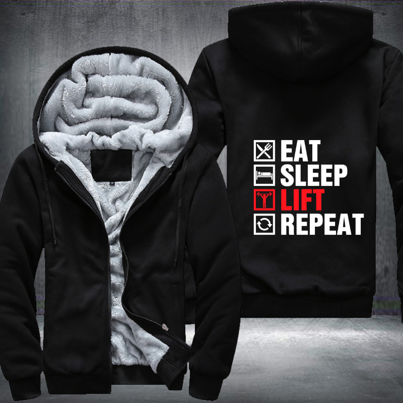 Eat Sleep Lift Repeat Fleece Hoodies Jacket