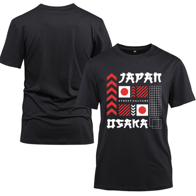 Japan Streetwear Street Culture Cotton Black Short Sleeve T-Shirt