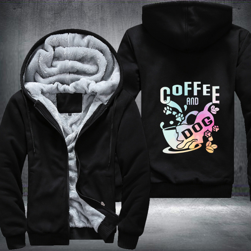 Coffee And Dog Fleece Hoodies Jacket