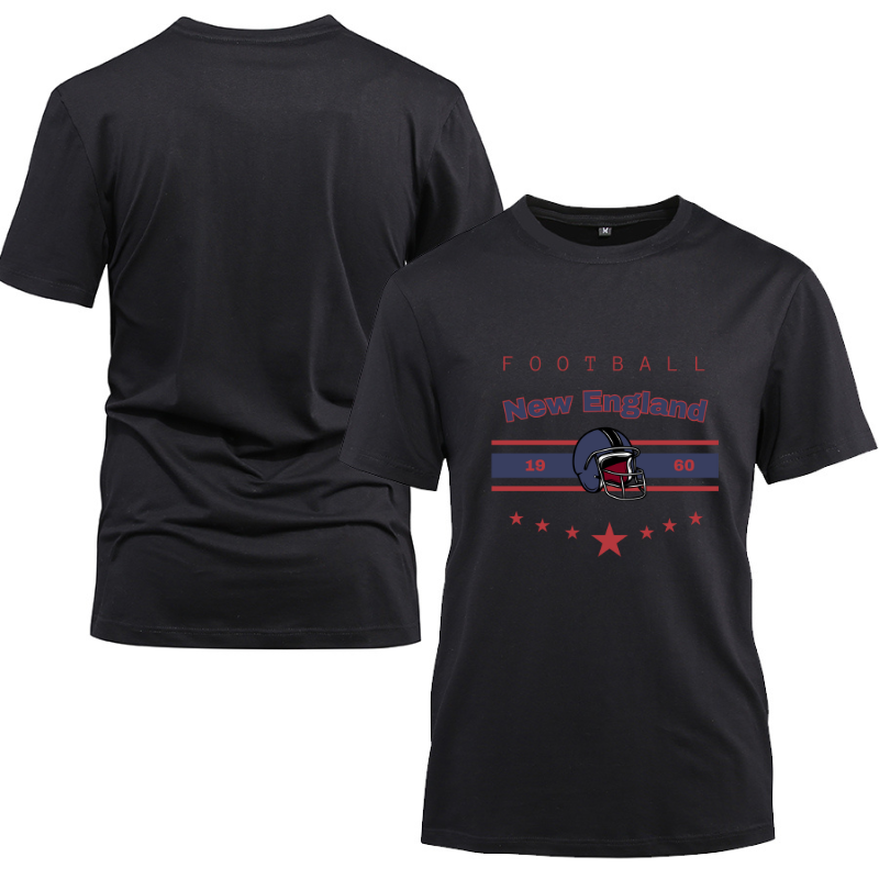 Football New England 1960 Cotton Black Short Sleeve T-Shirt