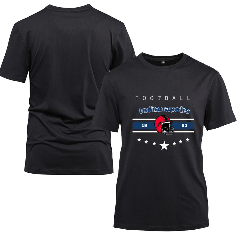 Football Indianapolis 1953 Cotton Black Short Sleeve T-Shirt