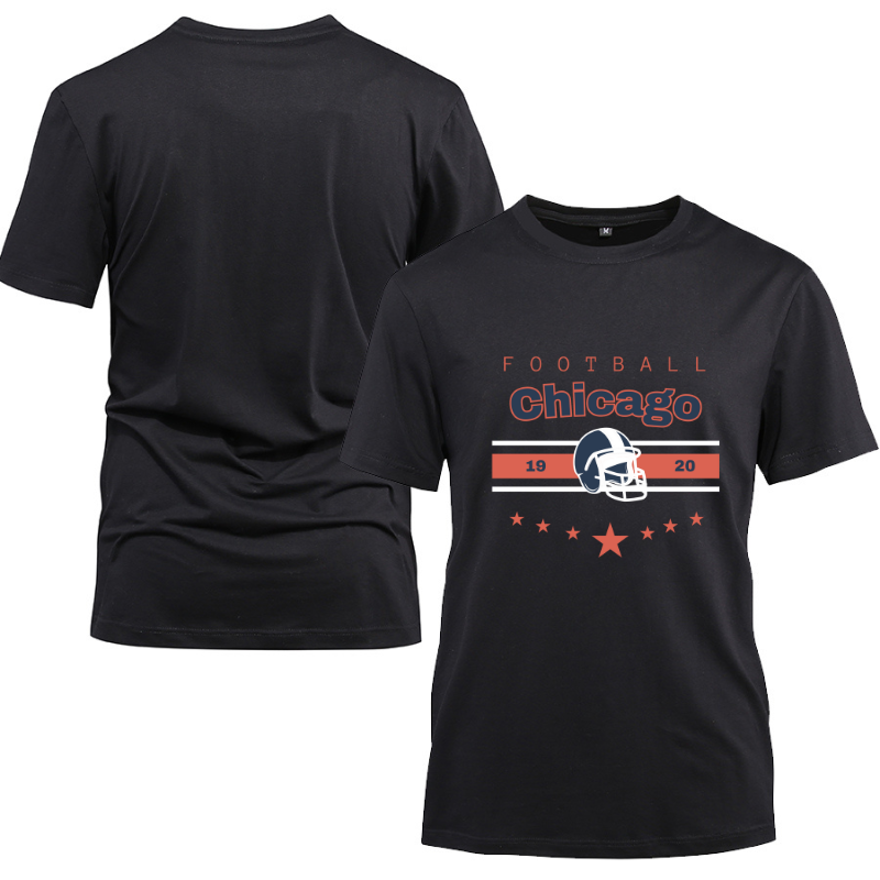 Football Chicago 1920 Cotton Black Short Sleeve T-Shirt