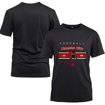 Football Kansas City 1960 Cotton Black Short Sleeve T-Shirt