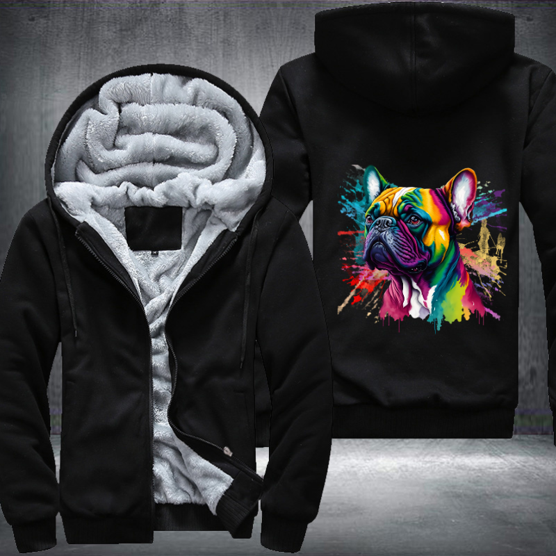 Rainbow cute French Bulldog Watercolour design Fleece Hoodies Jacket