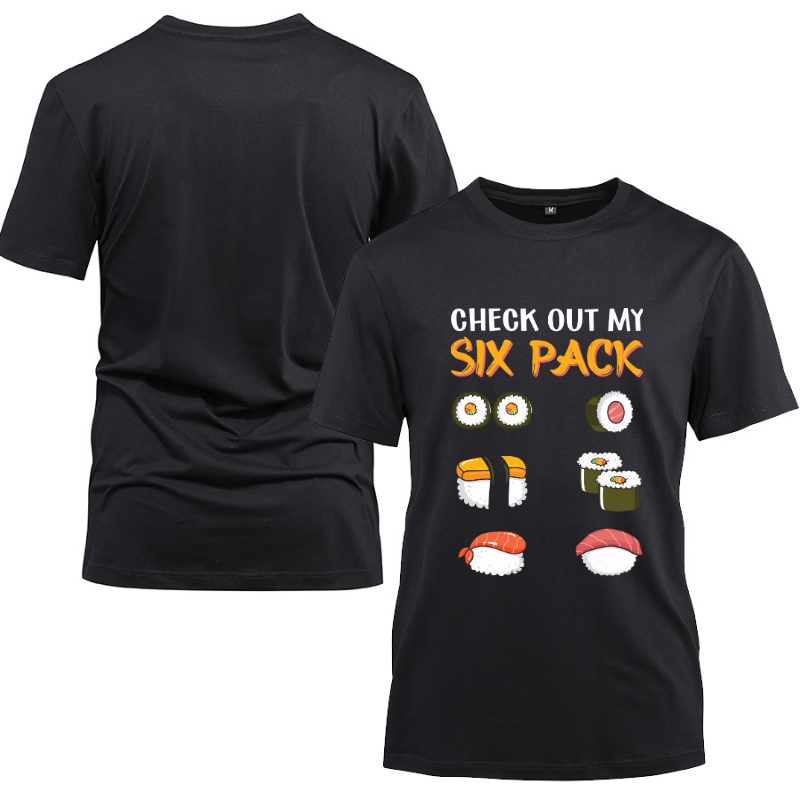 Sushi Japanese Gym Gift Cotton Black Short Sleeve T-Shirt