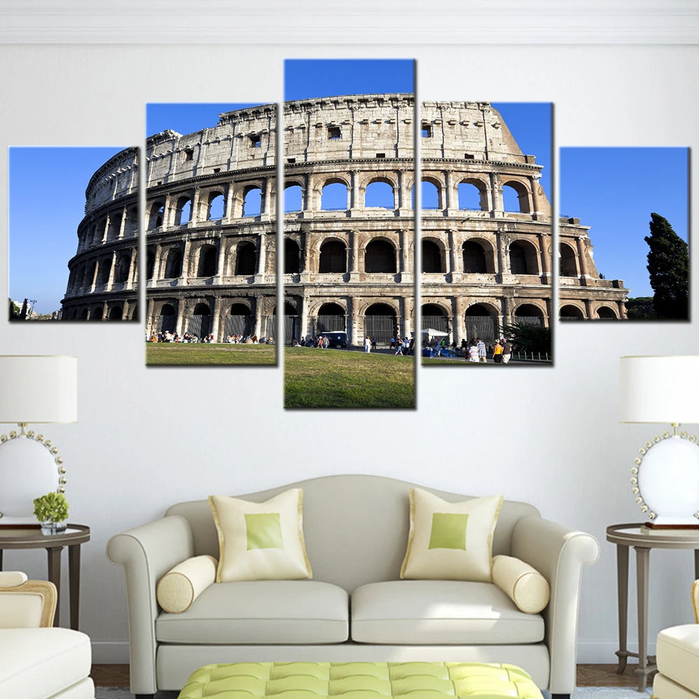 Rome Colosseum Landscape 5 Panels Painting Canvas Wall Decoration
