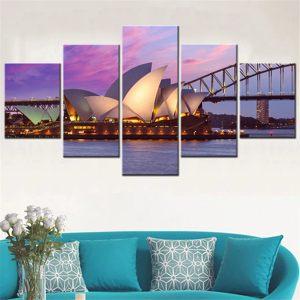 Sydney Opera House 5 Panels Painting Canvas Wall Decoration