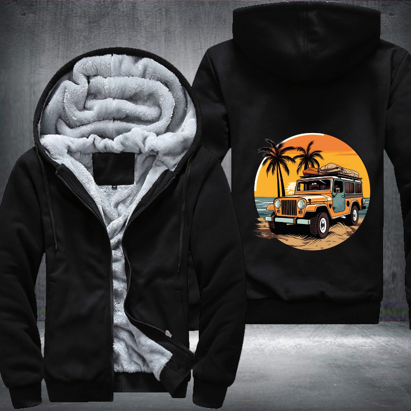 Beach Adventures with 4WD Vehicles Fleece Hoodies Jacket