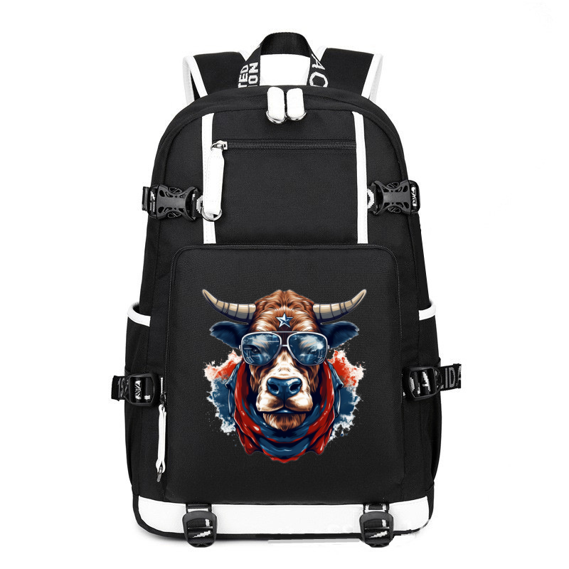 Animal Hiphop Graphic Funny Cow Bull printing Canvas Backpack