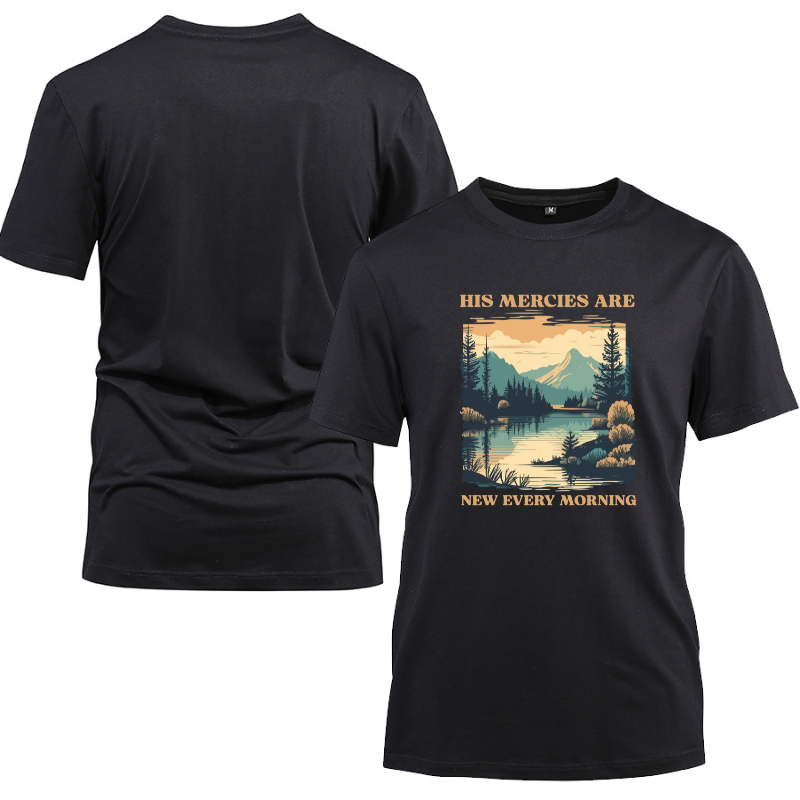 His Mercies Are New Every Morning Cotton Black Short Sleeve T-Shirt