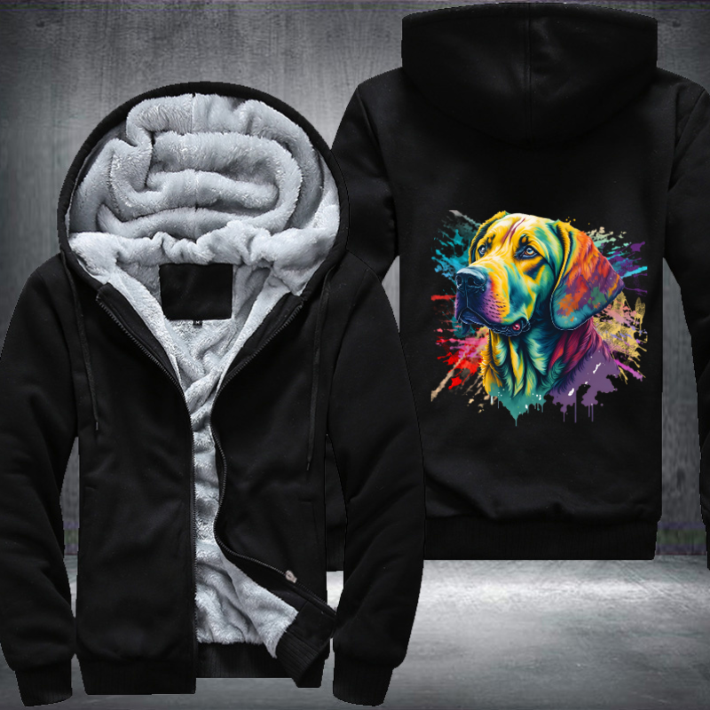 Rainbow Labrador Retriever Watercolour Fleece Hoodies Jacket