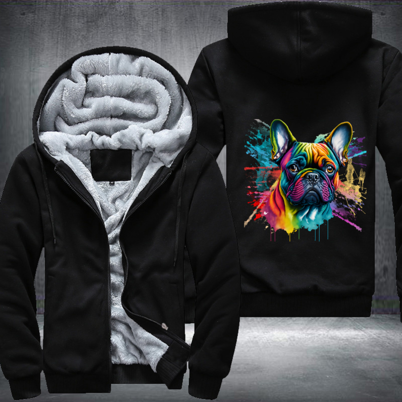 Rainbow cute French Bulldog Watercolour Fleece Hoodies Jacket