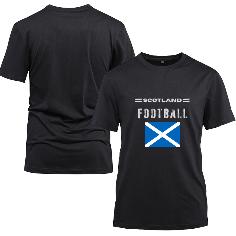 Scotland Football Cotton Black Short Sleeve T-Shirt