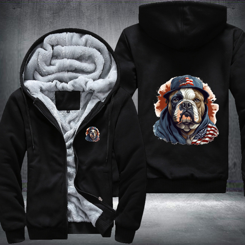 Animal Hiphop Graphic Funny Bulldog Fleece Hoodies Jacket