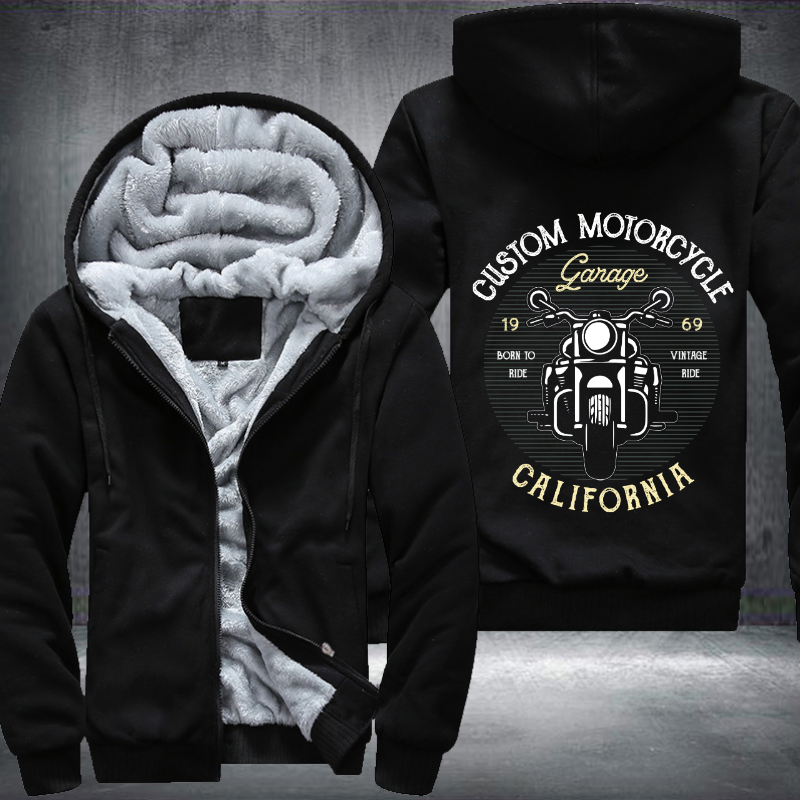 Custom Motorcycle Garage 1969 Fleece Hoodies Jacket