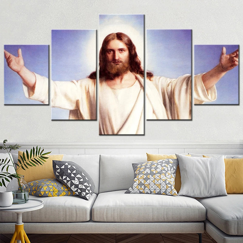 Accessories Jesus Christ Style 5 Panels Painting Canvas Wall Decoration