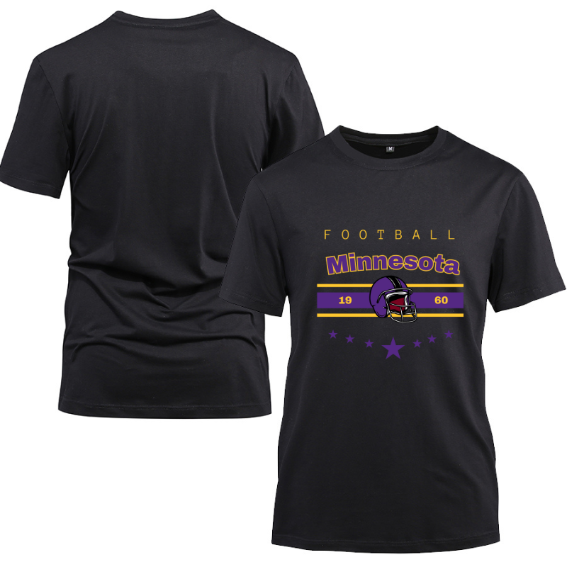 Football Minnesota 1960 Cotton Black Short Sleeve T-Shirt
