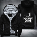 walking dog Fleece Hoodies Jacket