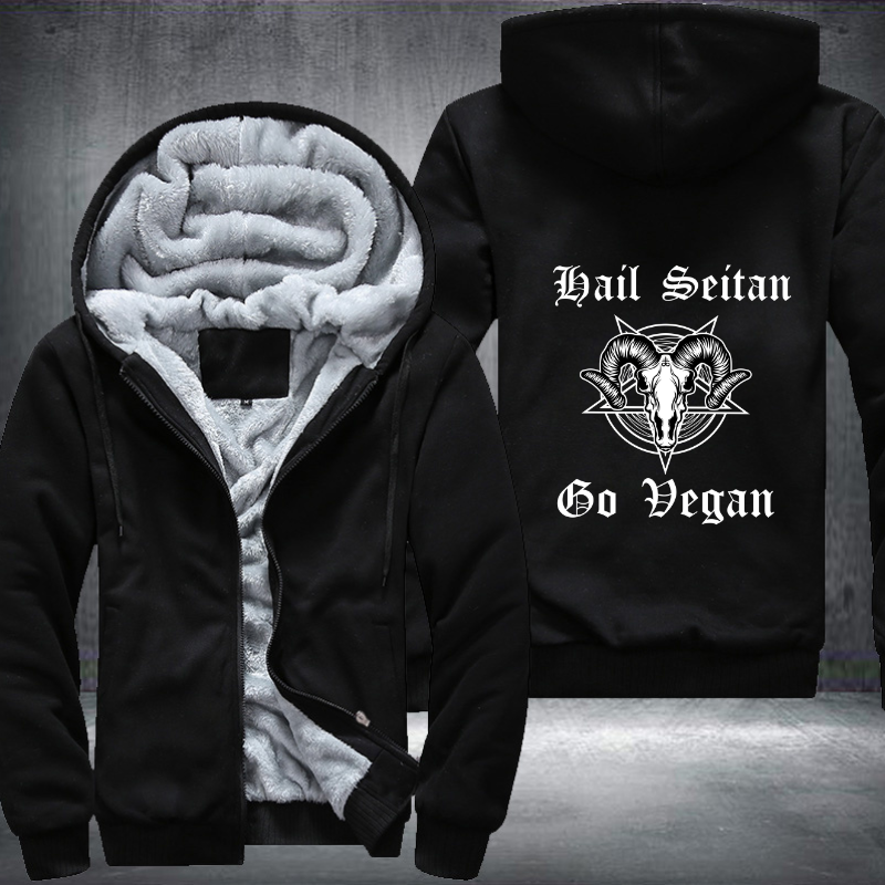 Hail Seitan Go Vegan Fleece Hoodies Jacket