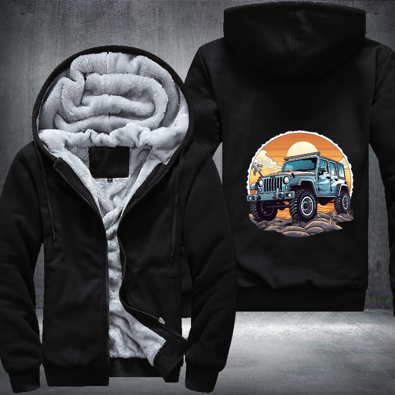 Beach Escapades in 4x4s Fleece Hoodies Jacket