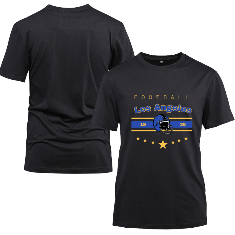 Football Los Angeles 1936 Cotton Black Short Sleeve T-Shirt