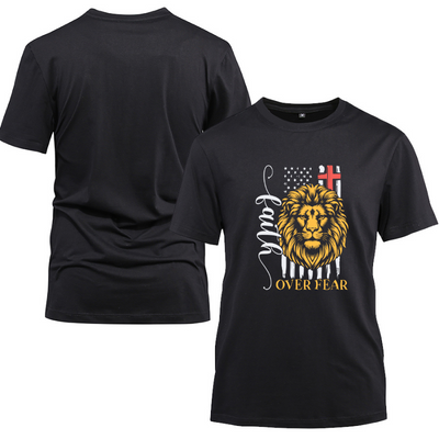 Jesus Faith Over Fear Cotton Black Short Sleeve T-Shirt