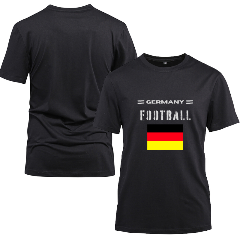 Germany Football Cotton Black Short Sleeve T-Shirt