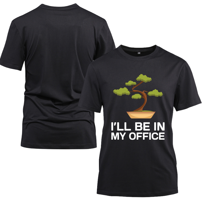 Bonsai Tree Gift Japanese Gardening Cotton Black Short Sleeve T-Shirt