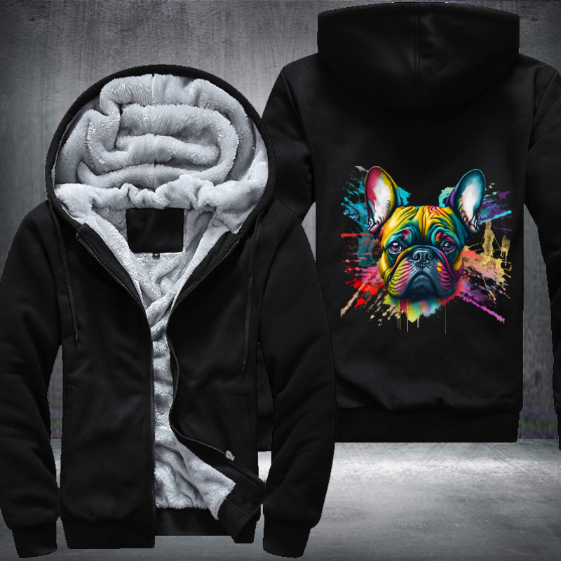 Rainbow French Bulldog Watercolour Fleece Hoodies Jacket