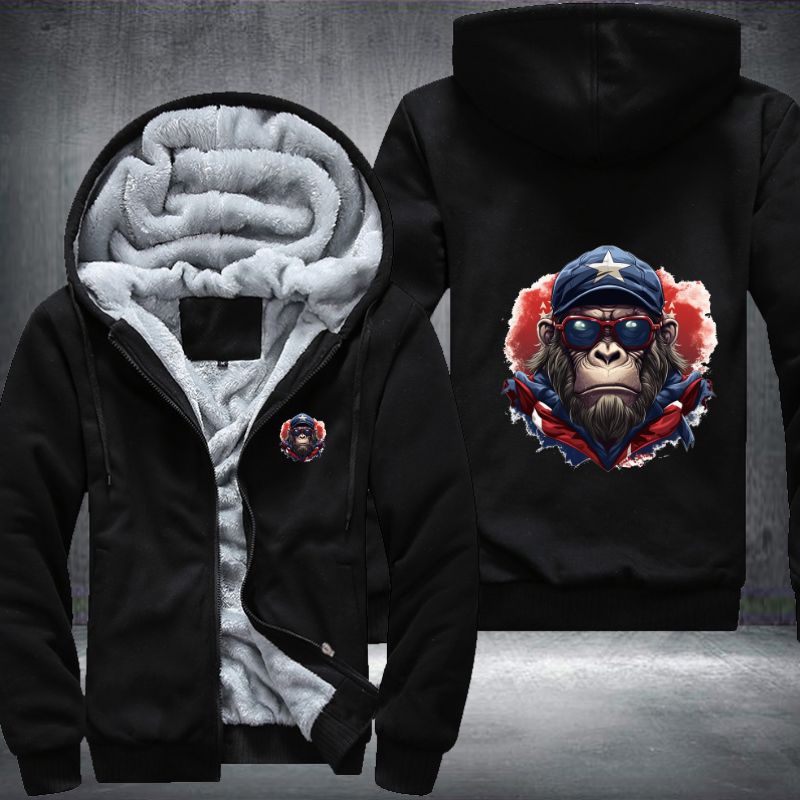 Animal Hiphop Graphic Ape Fleece Hoodies Jacket