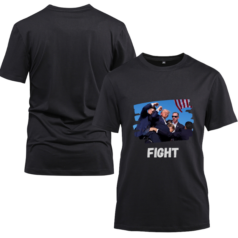 Trump Fight Cotton Black Short Sleeve T-Shirt