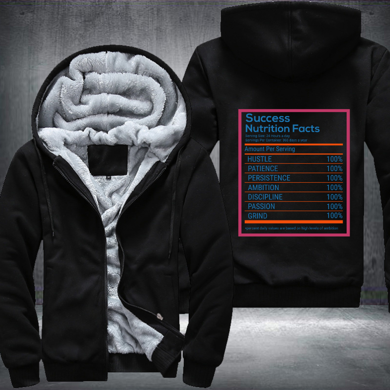 Success Nutrition Facts Fleece Hoodies Jacket