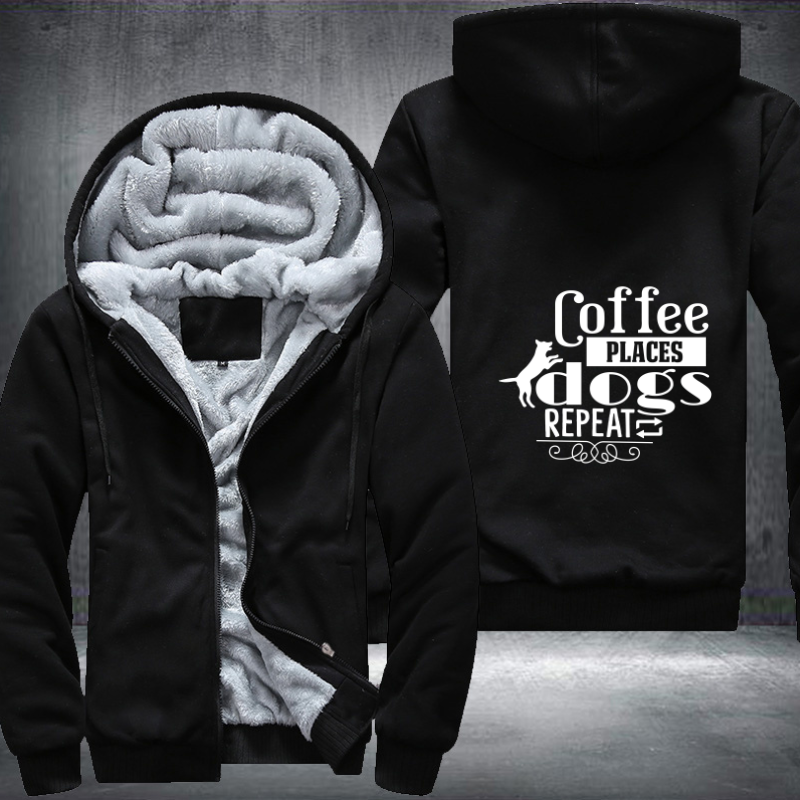 coffee places dogs repeat design Fleece Hoodies Jacket