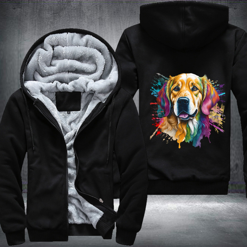 Rainbow Golden Retriever Watercolour Fleece Hoodies Jacket