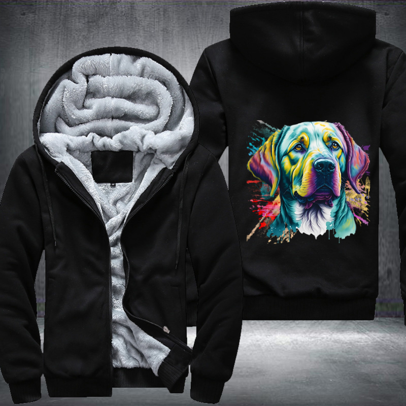 Rainbow Labrador Retriever Watercolour design Fleece Hoodies Jacket