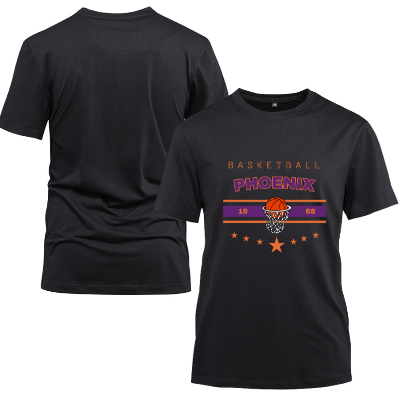 Basketball Phoenix 1968 Cotton Black Short Sleeve T-Shirt