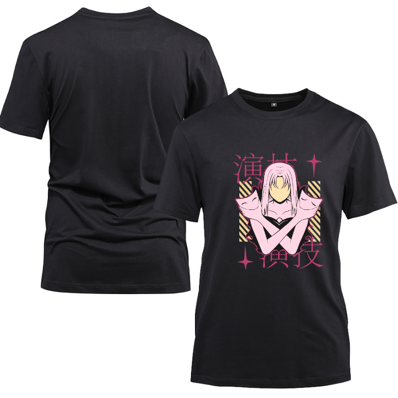 Anime Japanese Streetwear The Mask Girl Cotton Black Short Sleeve T-Shirt