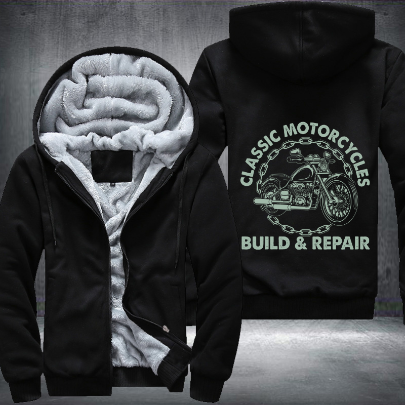 Classic Motorcycles Build Repair Fleece Hoodies Jacket
