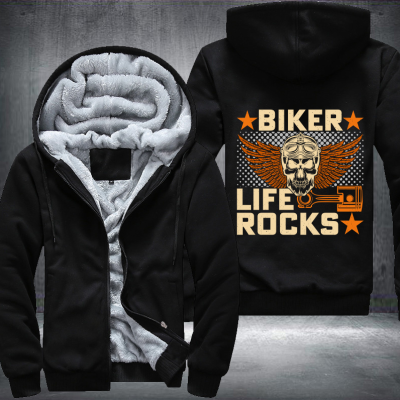 Biker Life Rocks Motorcycle Fleece Hoodies Jacket