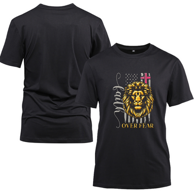 Jesus Faith Over Fear Cute Cotton Black Short Sleeve T-Shirt