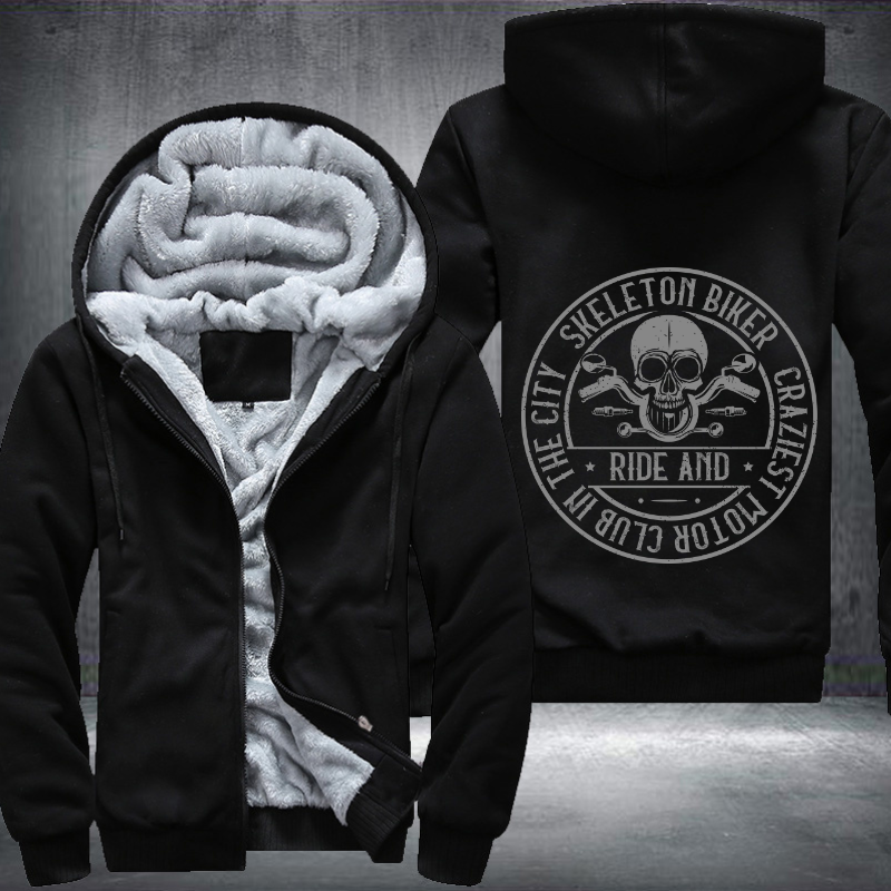 Skeleton Biker Fleece Hoodies Jacket