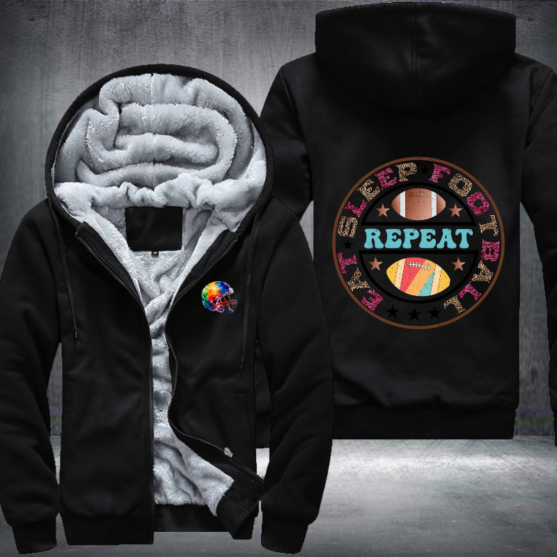 Eat Sleep Football Repeat Design Fleece Hoodies Jacket