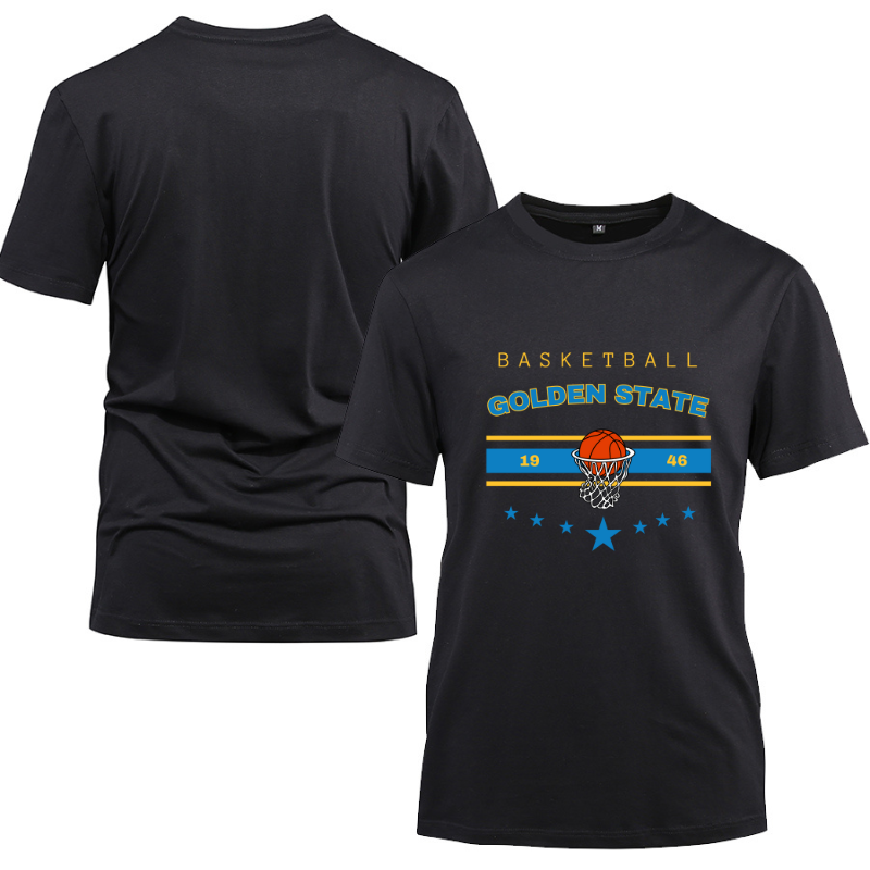 Basketball Golden State 1946 Cotton Black Short Sleeve T-Shirt