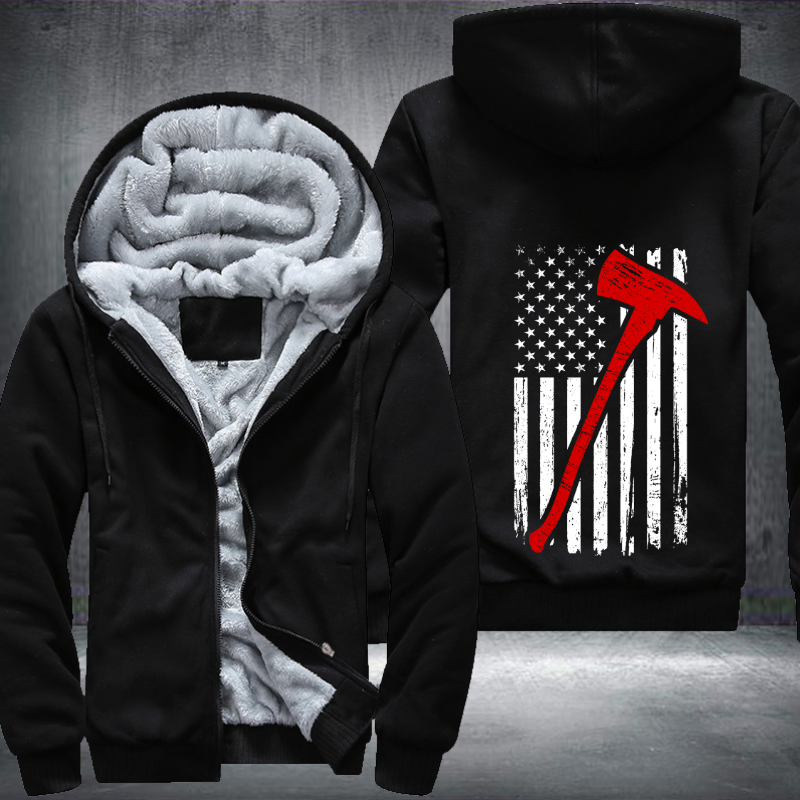 Firefighter American Flag Fleece Hoodies Jacket