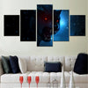 Black Wolf 5 Panels Painting Canvas Wall Decoration