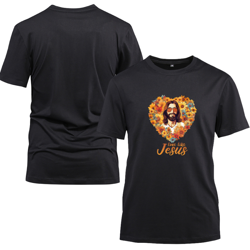 Love Like Jesus Heart Cotton Black Short Sleeve T-Shirt