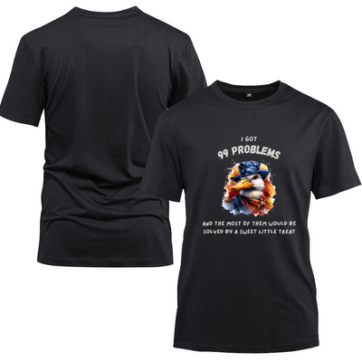 Hiphop Funny Duck Star I Got 99 Problems Cotton Black Short Sleeve T-Shirt