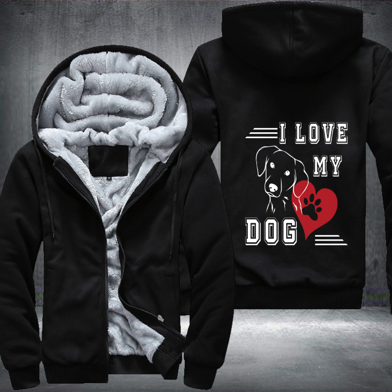 I Love My Dog Fleece Hoodies Jacket